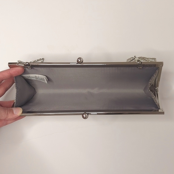 Forever 21 Elegant Grey Crocodile-Embossed Clutch Small Formal Event Textured - Picture 5 of 9